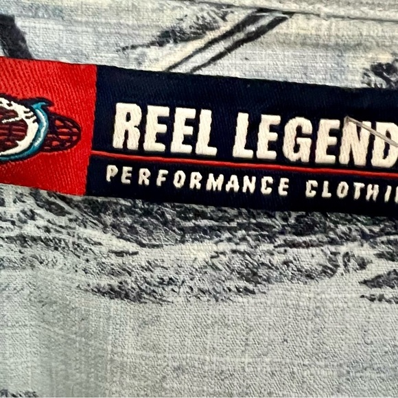 Reel Legends Blue Marlin Print Button-Up Shirt - Picture 3 of 4